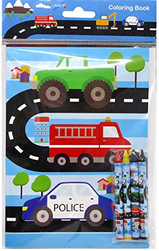 Transportation Vehicles Trains and Construction Coloring Book Set with Crayons Party Favor, 12 Pack - Thumbnail 6