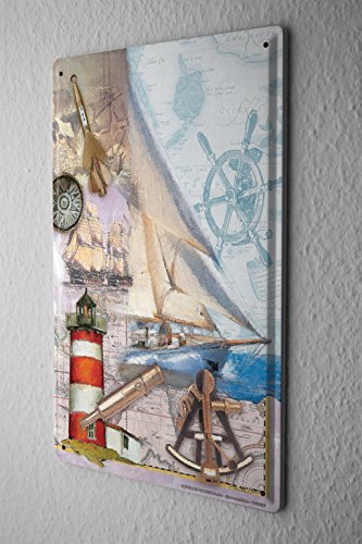 Tin Sign Oceans Decoration Lighthouse Sextant binoculars 8X12