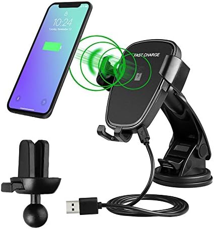 Wireless Car Charger, IKYE 2 in 1 Wireless Fast Charge Car Mount Air Vent Phone Holder for Samsung Galaxy S8, S7/S7 Edge, Note 8/5, iPhone X, 8/8 Plus &amp; Qi Enabled Devices