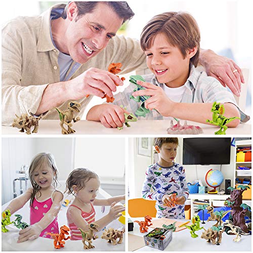Growsland Dinosaur Toys Gifts 8 PCS Dinosaur Building Blocks Mini Plastic Dinosaur Figures Realistic Dinosaur Party Favors Sets for Boys Girls Kids and Toddlers - Thumbnail 3