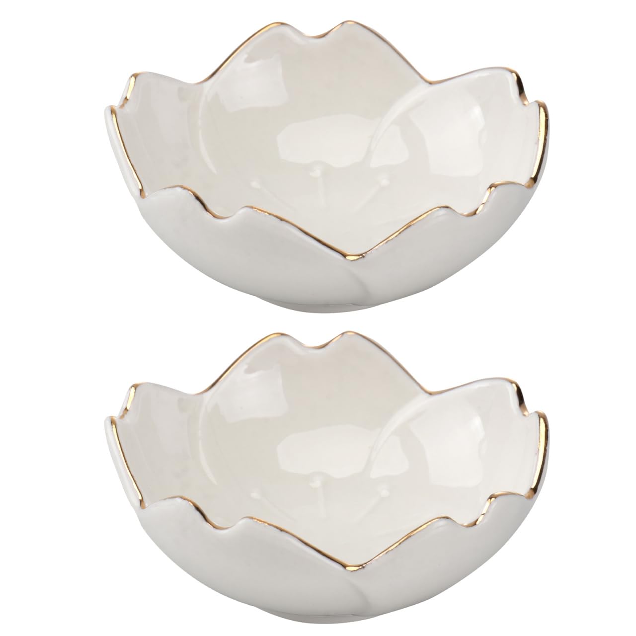 Lurrose Porcelain Seasoning Dipping Bowls Set 2.76 Inch Flower Shaped Ceramic Sauce Dishes for Kitchen BBQ Condiments Tableware