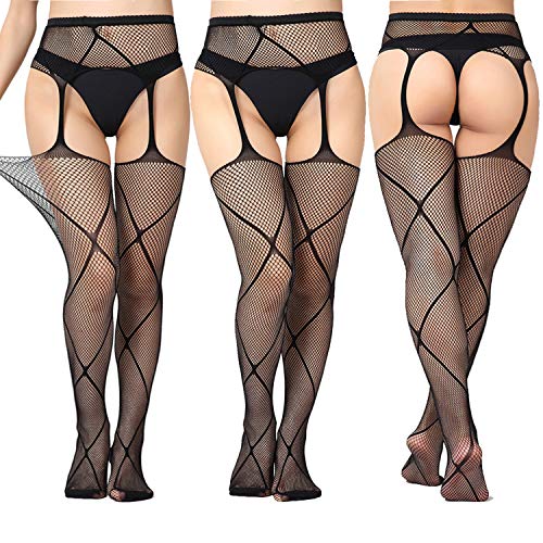 Justay-5-Paia-Calze-a-Rete-da-Donna-5-mutande-stile-T-Collant-sexy-Calze-Autoreggenti-Reggicalze-Giarrettiera-Oversize-L-XXL