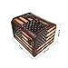 DreamsEden Vintage Wooden Storage Box with Handle - American Flag Pattern Design Treasure Chest for Home Decoration