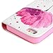 iPhone SE Case,iPhone 5S Case,iPhone 5 Case - Mavis's Diary 3D Handmade Wallet PU Leather with Bling Sparkly Diamonds Elegant Pink Flower with Butterfly Magnetic Clip Card Holders Soft TPU Inner Cover