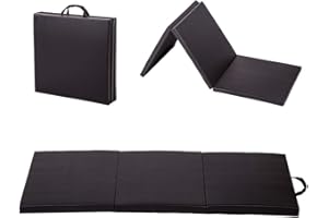 BESTMASSAGE Gymnastics Tumbling Mats Portable Gymnastics Mat Folding Tumbling Mat Thick Yoga Mat PU Leather Exercise Mat with Carrying Handles for home Workout outdoor Yoga Gymnastic