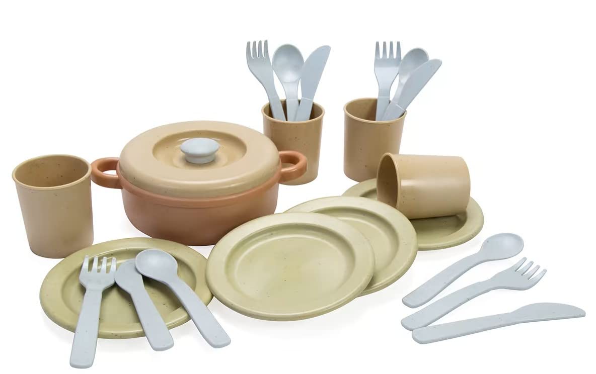 Dantoy Bio-Toy Pretend Play Dinner Set 22 Pieces, Eco-conscious Toys made from Sugarcane