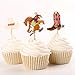 Fumeepro 24 Pcs Cowboy Cupcake Toppers Theme Party Decoration Cocktail picks Cake Decorating Tools for Party Supplies