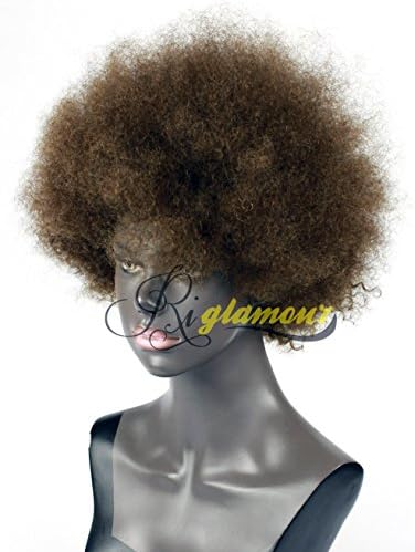 Riglamour Afican American Afro Kinky Curly Wig Short Brazilian Remy 100% Human Hair Wigs for Black Women None Lace Machine Made 8 Inches (Dark Brown #4)