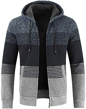 Pius Size Hoodies for Men, Corriee Winter Classic Stripe Thick Warm Cardigan Sweater Coats Mens Zip Hooded Tops
