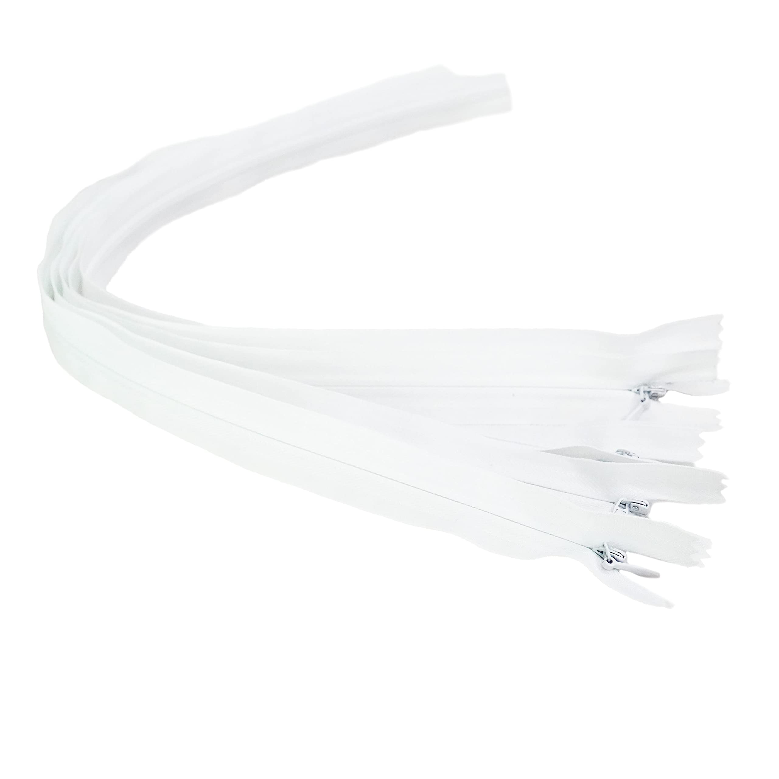 Trimz Invisible Zippers 5 Pack โ 60cm White Nylon Concealed Zip Fasteners for Dresses, Skirts, Cushions, and Sewing Projects โ image 1