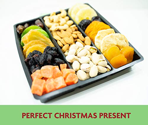 Holiday Nut and Dried Fruit Gift Basket by Coco's. Savory & Healthy Gourmet Mixed Nuts. Perfect for Christmas, Holidays, Birthdays, Clients, Family Parties. 1-Year Guarantee. (Nuts & Dried Fruits)