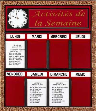 Semainier grand format / Tableau d'activités