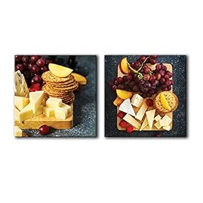 Wine Fruits Painting Artwork for Home Framed x 2 Panels