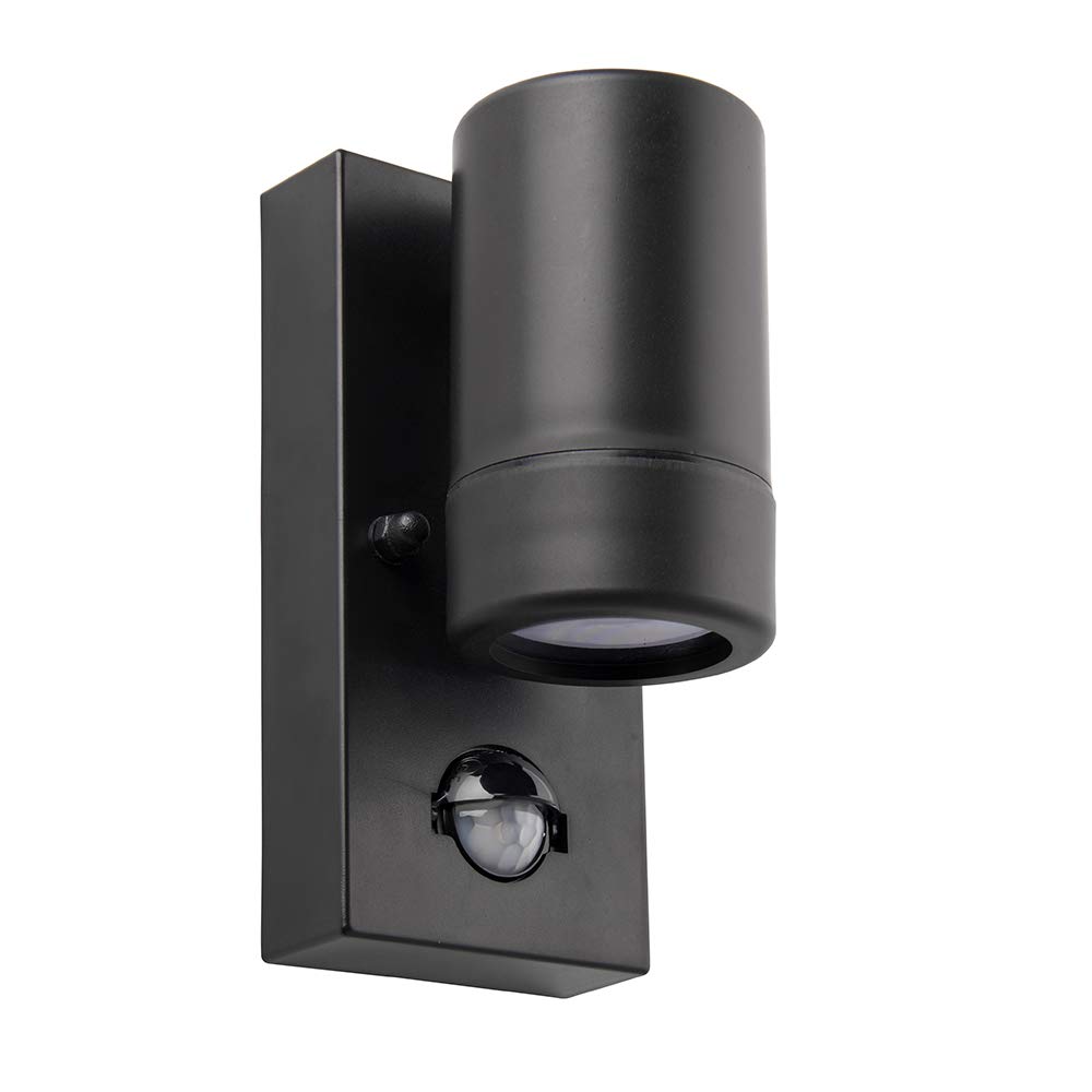 National Lighting Icarus PIR Outdoor Lights - Security Lights with Motion Sensor - GU10 LED Spotlight Black Outdoor Wall Downlights - IP44 Weatherproof Wall Lights