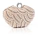 Damara Womens Luxury Special Crystals Beaded Pearl Clutch Bag,Champagne, Small