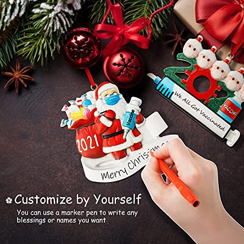 4 Pack 2021 Christmas Ornaments, 3D Resin DIY Personalized Ornaments Santa Claus Christmas Tree Hanging Pendant Decor Party Holiday Decorations Gift for Friends Family