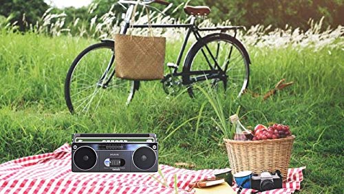 Milanix Portable Boombox Stereo Tape Cassette Player/Recorder with Bluetooth, USB, SD, AM/FM Radio and Headphone Jack- Gray