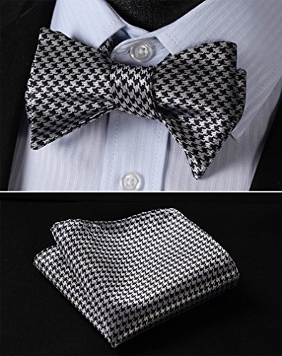 HISDERN 3pcs Mixed Design Classic Men's Self-Tie Bow tie & Pocket Square - Multiple Sets