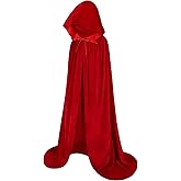 Olreco Red Cape with Hood Red Cloak Little Red Riding Hood Cape Red Hooded Cloak Red Cape for Women Hooded Cape Vampire Cloak