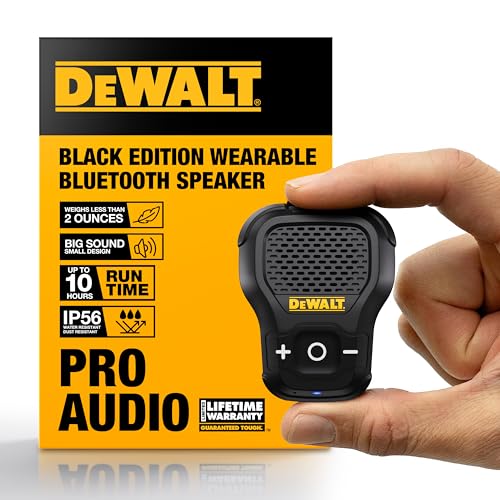DEWALT Wearable Bluetooth Speaker Clip-on Wireless