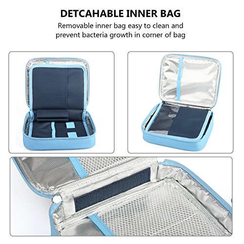 Goldwheat Portable Insulin Bag Medical Cooler Packs Diabetic Care Organizers & Travel Kits (Blue)