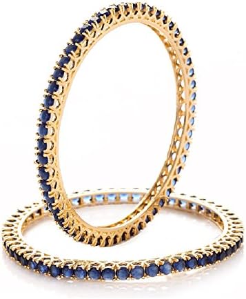 PAKIRA EXPORT PRIVATE LIMITEDBlue Ad Cz Gold Plated Traditional Bollywood Bridal Indian Jewelry Bangles Bracelet Set