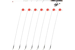 Yonihawk Ice Fishing Red Spring Bobber Stops Stainless Steel Fishing Wire with Red Beads