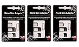 SIM CARD ADAPTER KIT 3-Pack (9 Total Adapters: Nano to Micro, Nano to Regular, Micro to Regular) with SIM Extractor (Black)