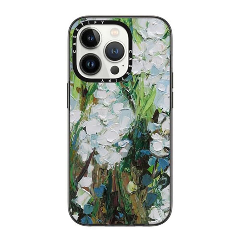 CASETiFY Compact iPhone 14 Pro Case [2X Military Grade Drop Tested / 4ft Drop Protection] - Wild Squill Flowers - Clear Black — image 1