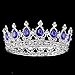 Ulike2 King/queen Crown Red Ruby Stone Sapphire Tiaras Gold/silver Plated Hair Jewelry (Blue)