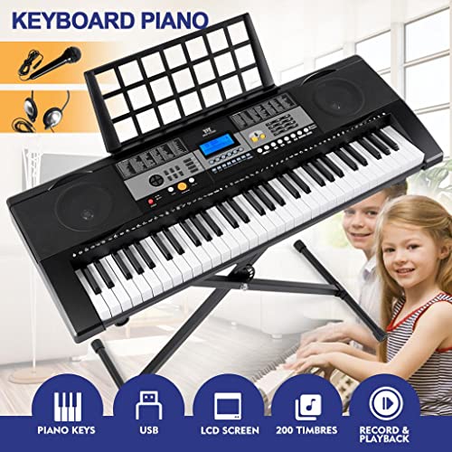 Mustar Piano Keyboard, 61 Key Keyboard Piano Electric Piano with Stand