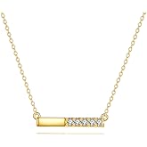 KECHO 14K Solid Gold Bar Necklace for Women Delicate Gold Horizontal Pendant Bow and Arrow Necklaces Jewelry Jewelry for Wife Mom Friends