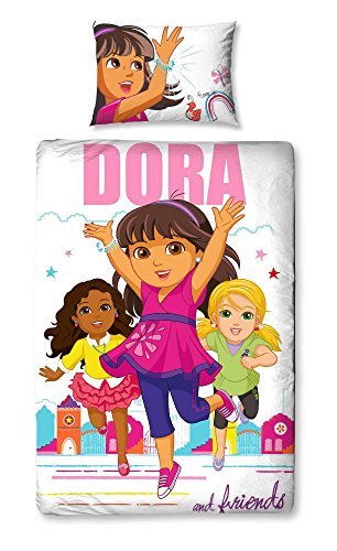 Dora Citygirl Panel Print Duvet Set, Polyester-Cotton, Multi-Colour, Single by Dora