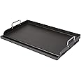 Utheer 25" x 16" Pre-Seasoned Nonstick Cast Iron Griddle for Gas & Charcoal Grills – Universal Flat Top with Grease Groove, Reinforced Ridges & High Sidewalls, Great for Parties, Camping & Tailgating