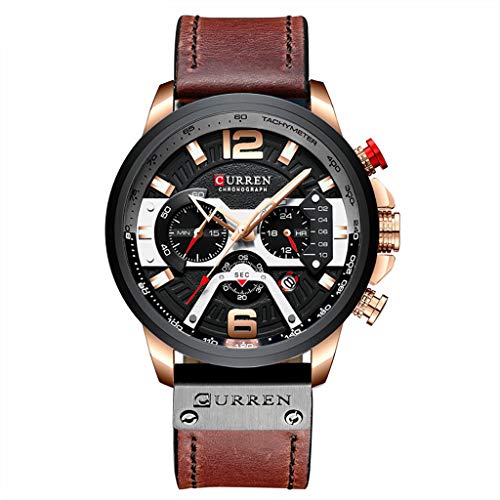 LUCAMORE Men's Quartz Chronograph Waterproof Date Watches Business Casual Sport Design Leather Band Strap Wrist Watch for Men