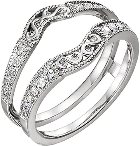 Star Retail Solitaire Enhancer Simulated Lab Created Diamonds Antique Filigree Ring Guard Wrap 14k W Gold Plated 1/3 ct