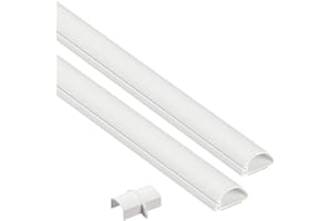 D-Line 31.4in TV Cord Hider, Patented Half Round Cable Cover, Hide Wall Mount TV Wires, Hinged One-Piece Cable Concealer, Adhesive, Decorative Raceway - 2X 0.78in W x 0.39in H x 15.7in L - White