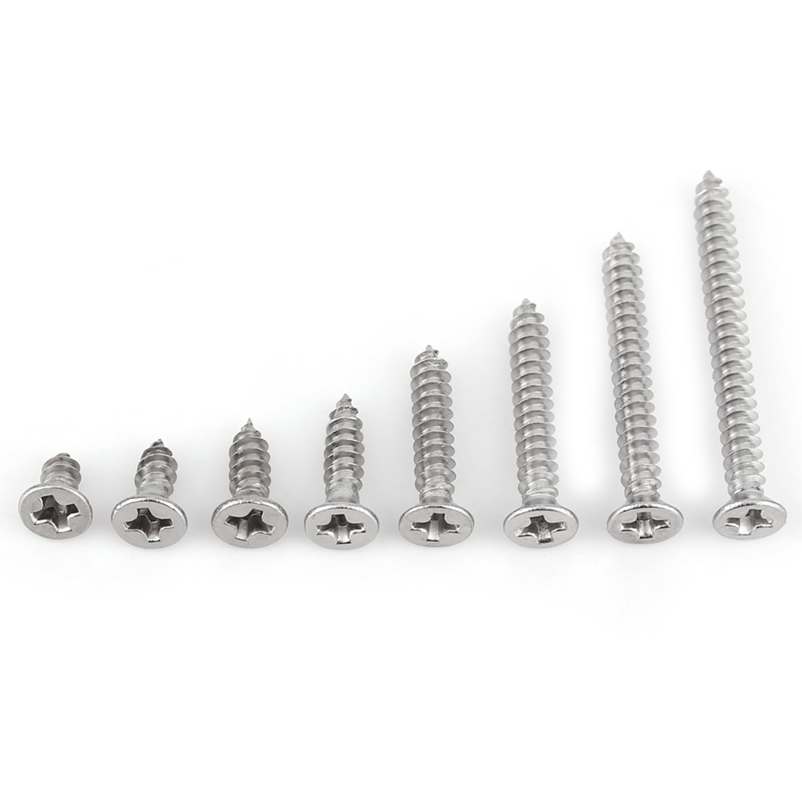 TOPINCN 200Pcs/Set M3 Self-Tapping Screws Kit Stainless Steel Metal Screws 6Mm/8Mm /10 Mm/12 Mm/16 Mm/20 Mm/25 Mm/30 Mm(Flat Head)
