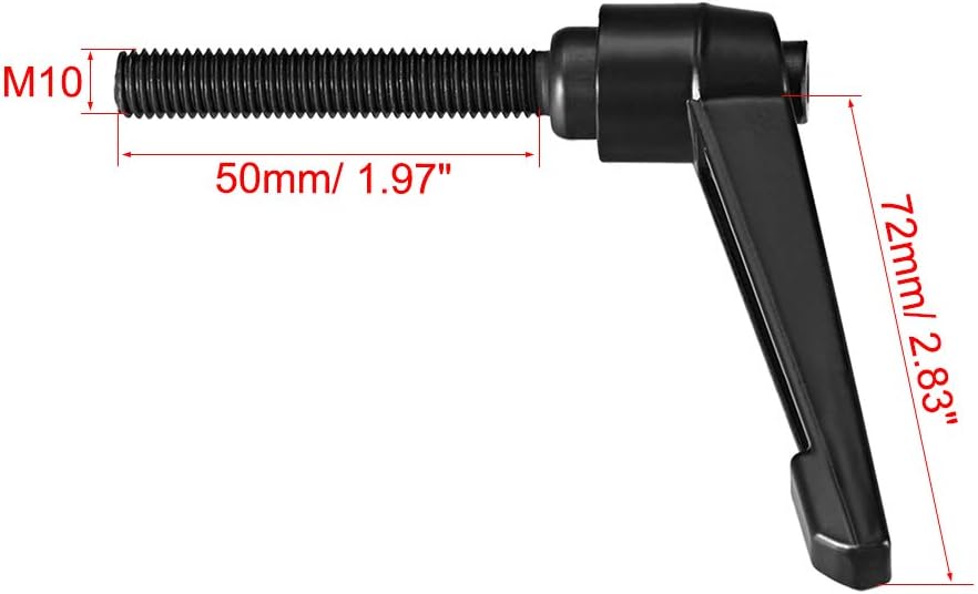sourcing map M10 x 50mm Handle Adjustable Clamping Lever Thread Push Button Ratchet Male Threaded Stud Knobs Quick Release Screw Handles Bolts with Locking Lever Black - Image 4