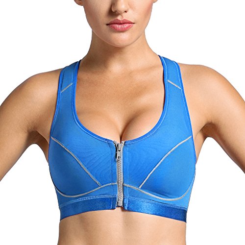 Syrokan women s high impact front zipper racerback full support s…