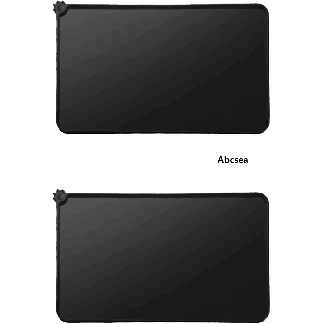Abcsea 2 pieces black dog or cat placemat, silicone dog and cat feeding mat large for food and water