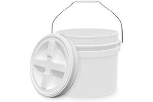 ECONOHOME 3.5-Gallon White Bucket Pail with Gamma Seal Screw on Airtight Lid, Heavy-Duty 90MIL Extra Durable, Food Grade, Metal Handles with Plastic Grip for Easy Carrying, Easy Stack & Store, BPA Free - 1 Pack