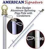 American Signature Flag Pole 5 Ft - Heavy Duty Aluminum Spinning Tangle Free Flagpole for Sale! - Wall Mount Flagpole for Residential or Commercial. (White, 5')