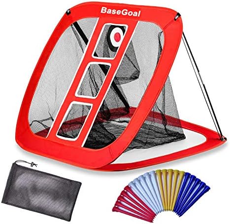 BaseGoal Golf Chipping Net Golfing Target Net Portable Pop Up Collapsible Practice Swing Net Outdoor/Indoor,Golf Tee.Golf Bag