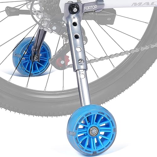FORTOP Bike Training Wheels, Pair of Heavy Duty Rear with Stabilizers Mounted Kit for 16 18 20 22 inch Kids Boy Girls Variable Bike (Blue, 16-22 Inch)