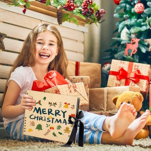 Koogel Fotoalbum zum Selbstgestalten, 90 Seiten Schwarze Fotobuch zum Einkleben DIY Spiralalbum Vintage Scrapbook Fotoalbum für Baby Valentinstag Geburtstag Geschenk