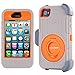 iPhone 4 Case, iPhone 4 Holster Case, BENTOBEN Shockproof Heavy Duty Protection Hybrid Rugged Rubber 360 Degree Rotating Kickstand Swivel Belt Clip Holster Protective Case for iPhone 4 4S,Grey/Orange