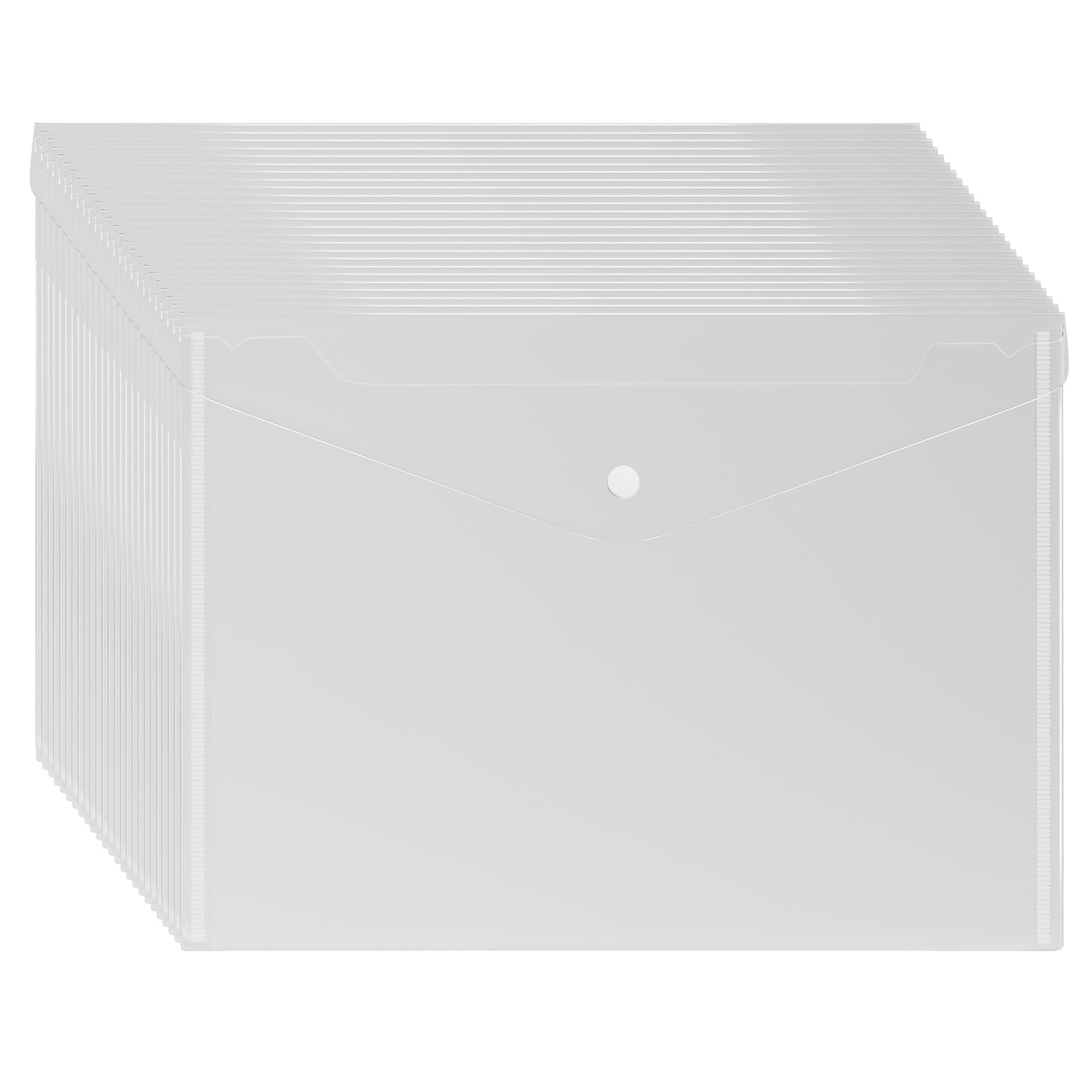 Clear A4 Plastic Wallets 25 Pcs - A4 File Document Paperwork Folder Popper Pocket Wallet with Button - AVARTEK