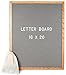 Gray Felt Letter Board 16x20 Inches. Changeable Letter Boards Include 290 White Plastic Letters w/ Oak Frame