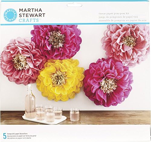 Martha Stewart Crafts 44-20203 Poppy Flowers Tissue Pom-Pom Kit, Pink and Yellow